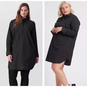 Universal Standard Hannah Denim Shirtdress L Black Stretch Cotton‎ Pockets
